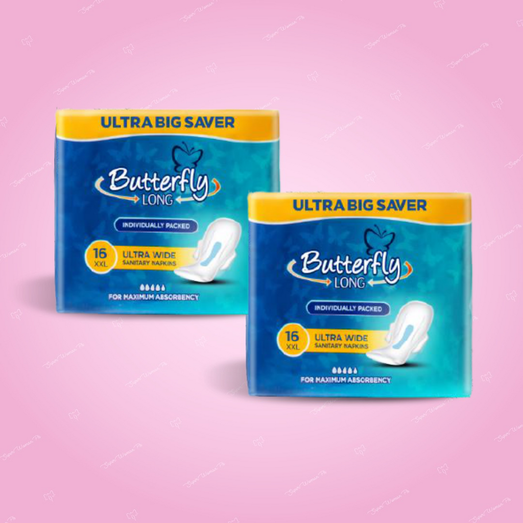 Butterfly Ultar Wide Sanitary Napkins 16 XXL (Pack of 2)